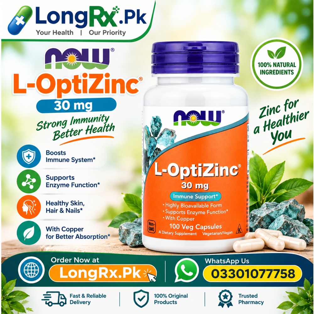 NOW Foods, L-OptiZinc®, 30 mg, 100 Veg Capsules in Pakistan