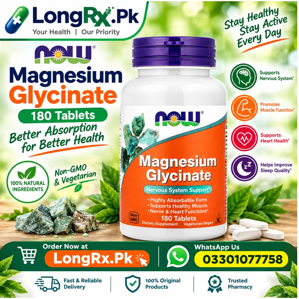NOW Foods, Magnesium Glycinate, 100mg, 180 Tablets in Pakistan
