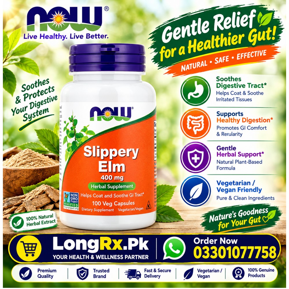 NOW Foods, Slippery Elm, 400 mg, 100 Veg Capsules in Pakistan
